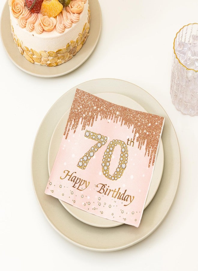 Calculs 70th Birthday Cocktail Napkins Cheers To 70 Rose Gold Tableware Snack/Dessert/Beverage Disposable Napkin 20pk - Image 4