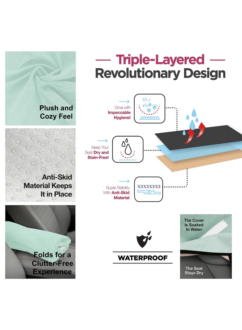 KASTWAVE Waterproof Sweating Car Seat Covers, Universal Fit Non-Slip Car Seat Protector for Post Gym Workout, Running, Swimming, Beach, Hiking, Fitness, Pets, and Water Sports, Mint Green - 1Pcs - Image 4