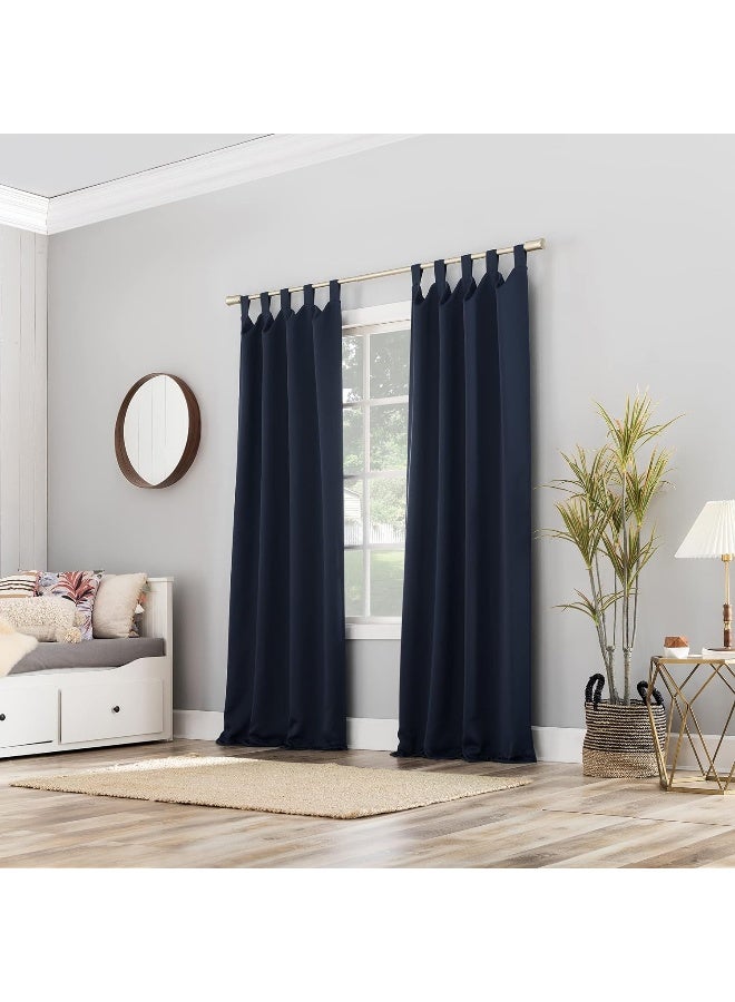 Sun Zero Easton Energy Saving Blackout Tab Top Curtain Panel 40 x 84 Navy Blue - Image 2