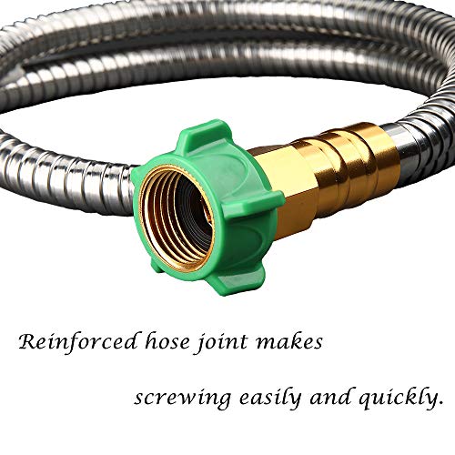 Beaulife 304 Stainless Steel Metal Garden Hose Connector 10 Feet Short Garden Water Hose Extension Extender, Drinking Water Hose Lead and BPA Free - Image 2