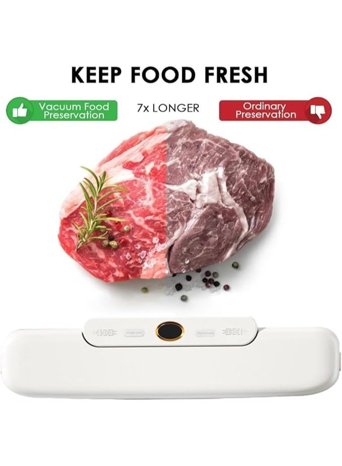 DUNISO Vacuum Sealer, Automatic Food Preserving Machine, Equipped With 10 Vacuum Sealing Bags, Food Vacuum Sealing System, Dry And Wet, One-Click Preservation, Plastic Seal 30cm, Easy To Handle Food Storage,White - Image 4