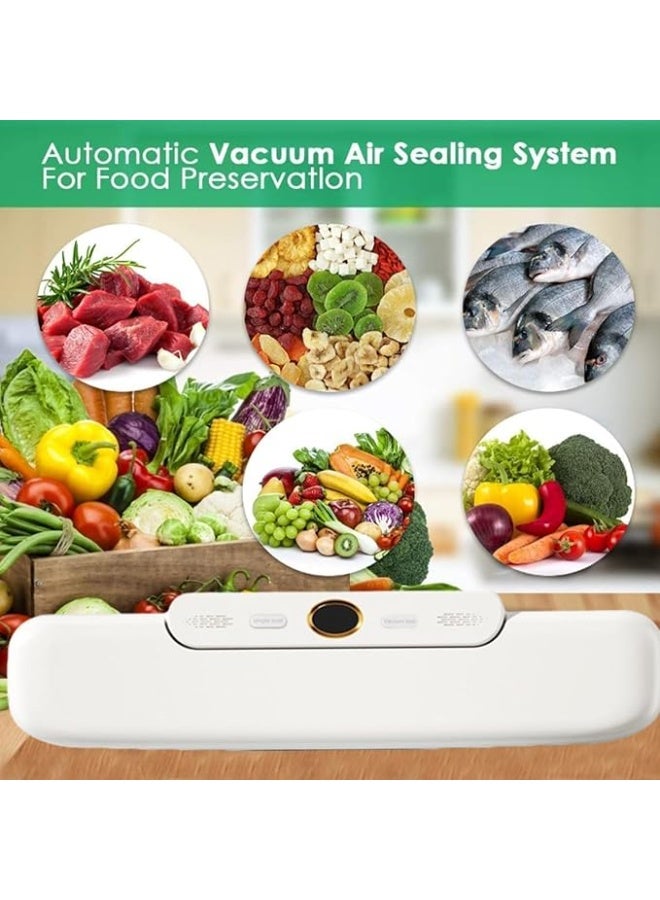 DUNISO Vacuum Sealer, Automatic Food Preserving Machine, Equipped With 10 Vacuum Sealing Bags, Food Vacuum Sealing System, Dry And Wet, One-Click Preservation, Plastic Seal 30cm, Easy To Handle Food Storage,White - Image 2
