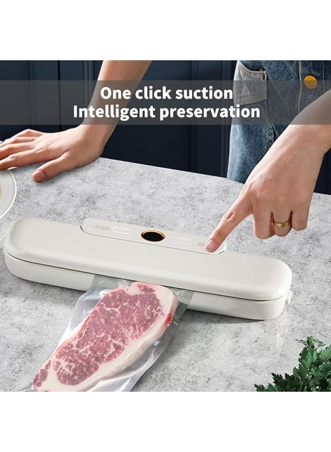DUNISO Vacuum Sealer, Automatic Food Preserving Machine, Equipped With 10 Vacuum Sealing Bags, Food Vacuum Sealing System, Dry And Wet, One-Click Preservation, Plastic Seal 30cm, Easy To Handle Food Storage,White - Image 3