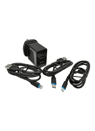 LOGIN Fast Charging Charging Adaptor 3 in 1 Lightning ,Micro  and Type-C Travel Data  AC 100-240V DC5V 3.1 2USB Port Flash Charge Color Black LN884HC - pzsku/Z2302088E23AEB12EA0A6Z/45/1746706978/570babe4-1a8d-495b-8291-ee8a47694f01