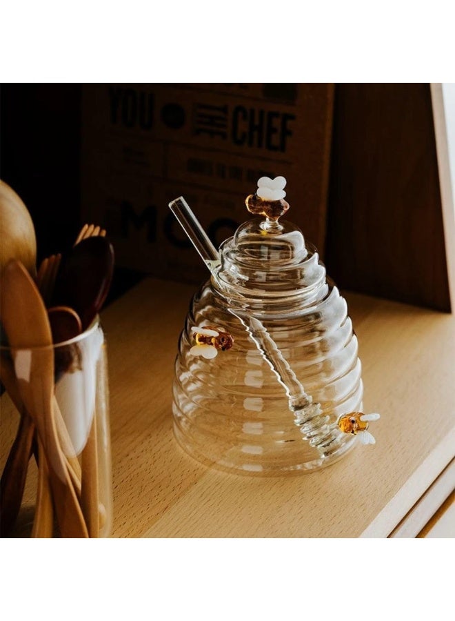 Honey Jar for Serving and Storage with Built-in Spoon Thermal Glass Bee - Image 3