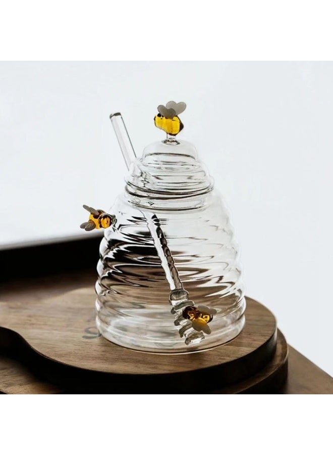 Honey Jar for Serving and Storage with Built-in Spoon Thermal Glass Bee - Image 4