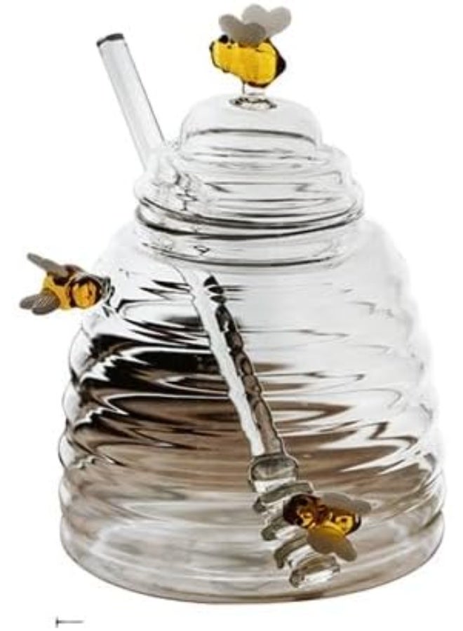 Honey Jar for Serving and Storage with Built-in Spoon Thermal Glass Bee - Image 1