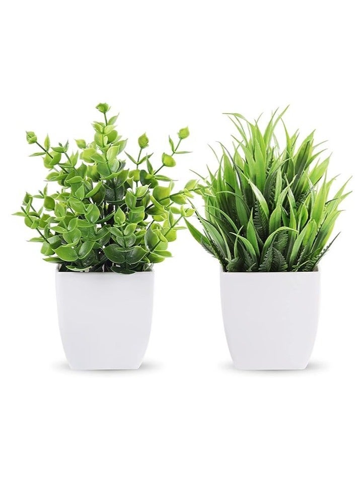 Accessories 22 Small Artificial Eucalyptus Plants in Decorative Pots for Home, Bathroom, Office, and Farmhouse Decor - 2-Pack - Image 1