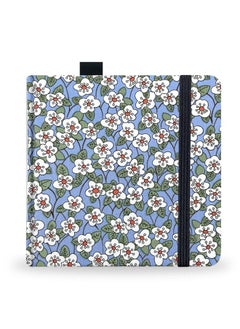 Generic Portable Watercolor Sketchbook, 5x5 Handy Handmade Cloth Fabric Hardcover Sewing Binding Travel Watercolor Paper 140LB/300gsm 20Sheets/40s Journal Mixed Media Pad Notebook Blue White Flower  - Image 1