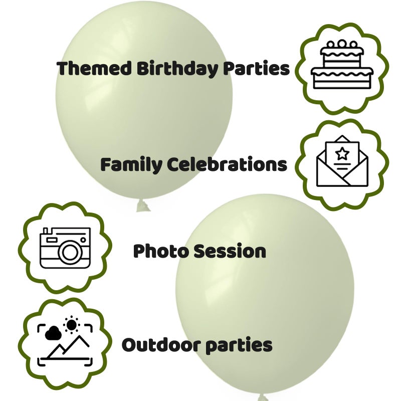 KUULBELA 110pcs Olive Green Balloon 12 Inch, Olive Green Latex Balloons for Birthday Party Baby Shower Wedding(with 2 Ribbons). - Image 4