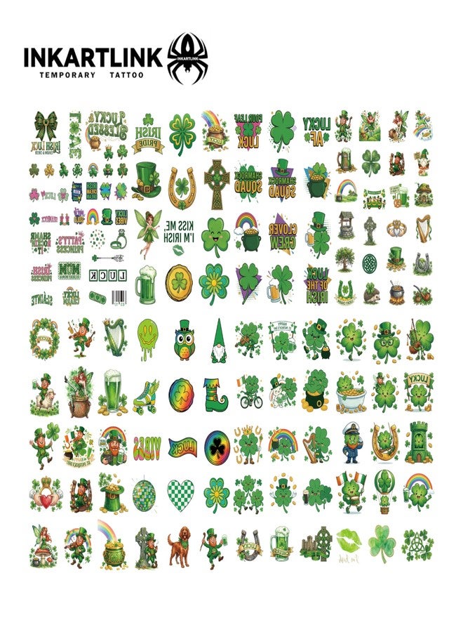INKARTLINK 9 Sheets St. Patrick’s Day Temporary Tattoos, Shamrock Stickers - Image 3