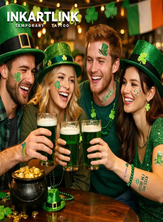 INKARTLINK 9 Sheets St. Patrick’s Day Temporary Tattoos, Shamrock Stickers - Image 2
