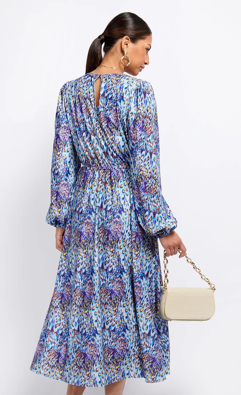 Little Mistress Peacock Print Midaxi Dress