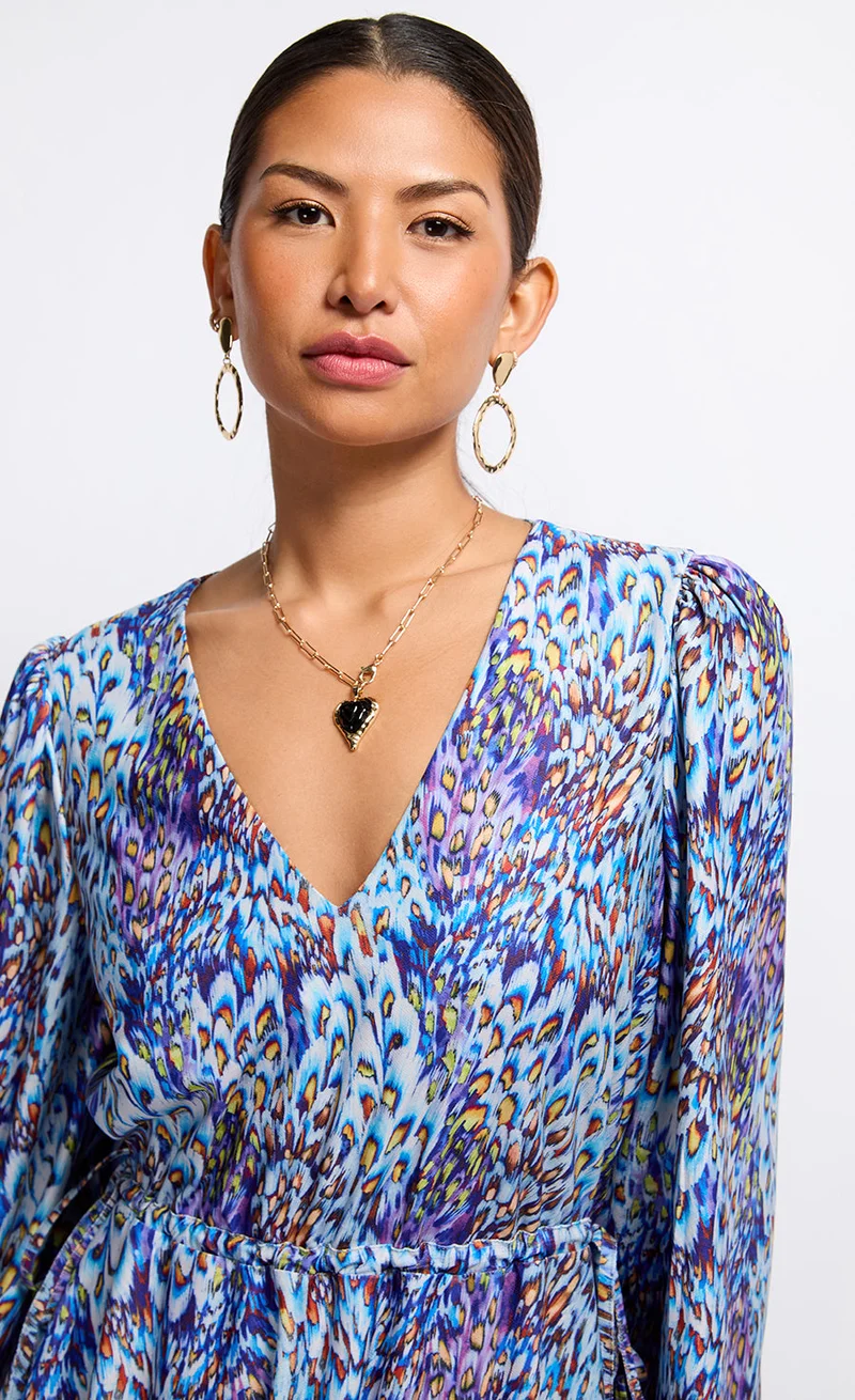 Little Mistress Peacock Print Midaxi Dress