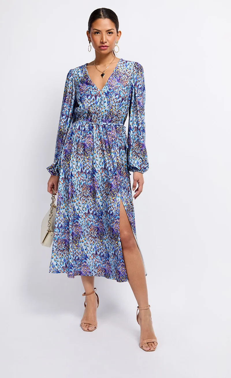 Little Mistress Peacock Print Midaxi Dress