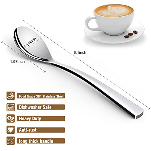 GLAMFIELDS Coffee Spoons,4-Piece GLAMFIELDS Teaspoons with a Long Handle, 6.1"Demitasse Espresso Spoons Set Food Grade Stainless Steel Small Serving Spoons for Dessert - Image 2