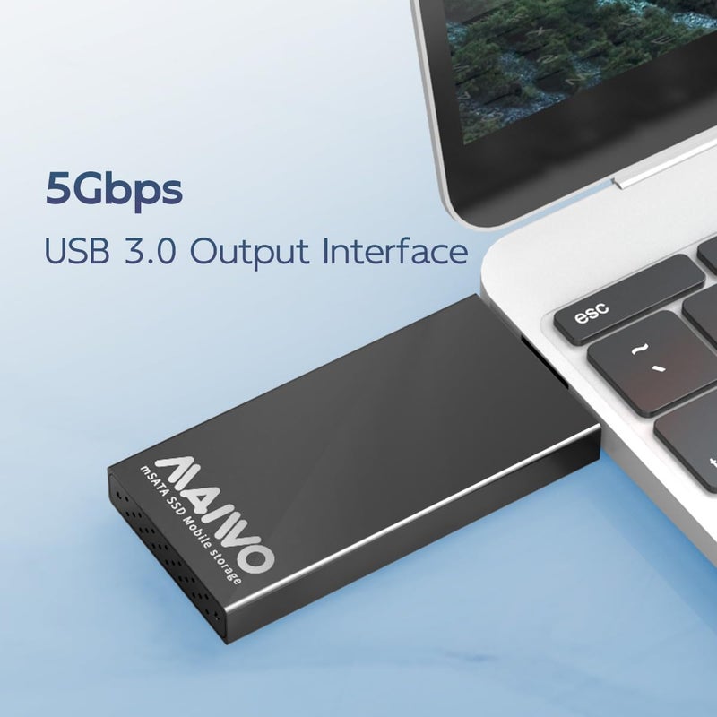 MAIWO mSATA to USB 3.0 Adapter, mSATA SSD Enclosure Reader, 30x30 30x50 Mini SATA Hard Drive Case, 2TB Capacity, Aluminum, No Cable Required - Image 3