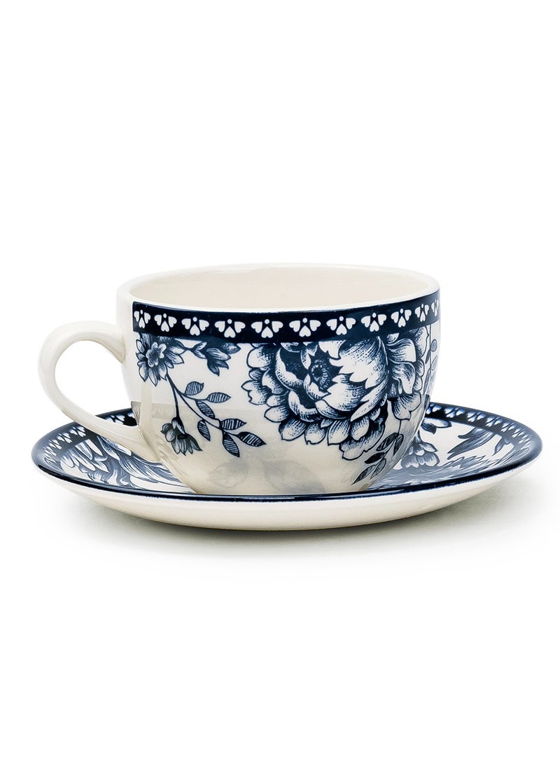 Claytan Rhapsody 240ml Dark Blue Ceramic Cup & Saucer Set - Image 1