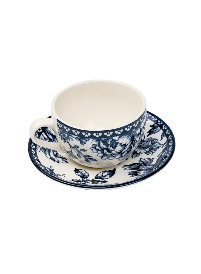 Claytan Rhapsody 240ml Dark Blue Ceramic Cup & Saucer Set - Image 2