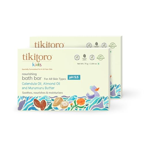 Tikitoro Kids Nourishing Bath Bar | Pediatrician Approved | Murumuru Butter Soap | Soothes, Nourishes and Moisturizes Skin | All Skin Types | Vegan | No Parabens & Sulphates (4-10 Years) (2 x 75g) - Image 1