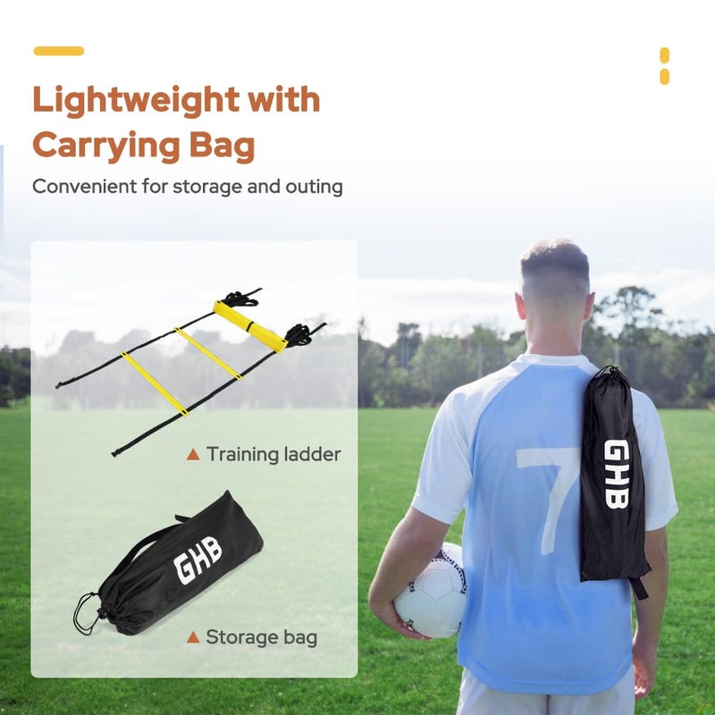 GHB Pro Agility Ladder Agility Training Ladder Speed 12 Rung 20ft with Carrying Bag - Image 5