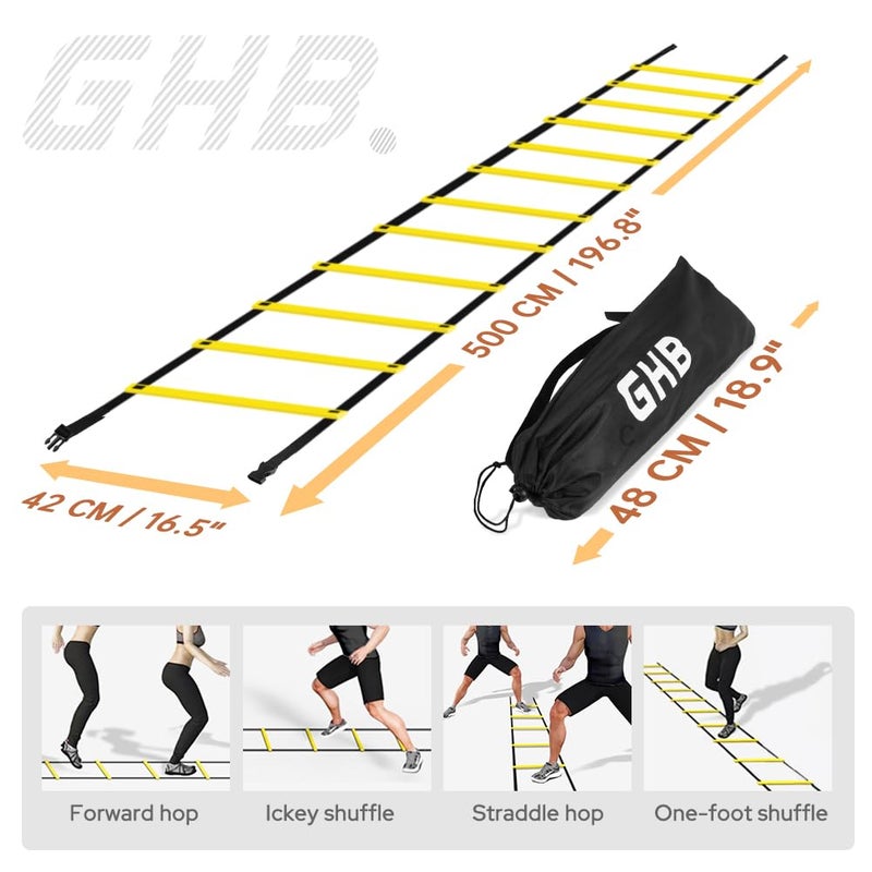 GHB Pro Agility Ladder Agility Training Ladder Speed 12 Rung 20ft with Carrying Bag - Image 4