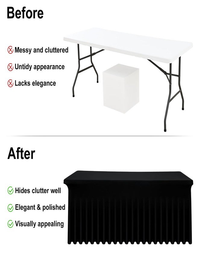 Moosfor Spandex Fitted 6FT Rectangle Tablecloth 2 Pack, Elastic Stretch Wrinkle Resistant Table Skirt, Washable Reusable Table Cover for Wedding, Banquet, Party, Events (Black, 72Lx30Wx30H Inch) - Image 4