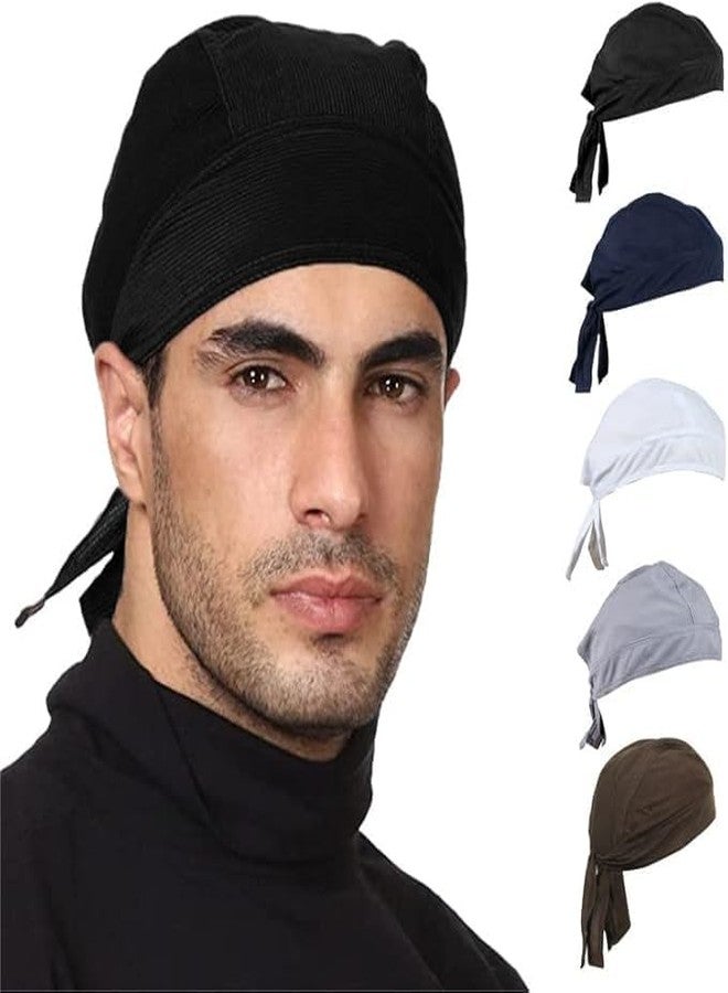 BISMAADH 5 Pack Head Wrap Skull Cap for Men & Women - Sweat Wicking Hemet Liner Beanie Bandana Fishing Outdoor Activity Multicolour - Image 1