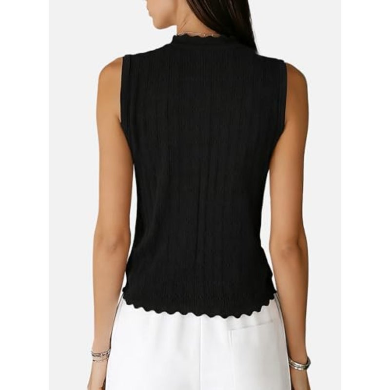 JATEBI Tie Front Crochet Clothes V Neck Summer Tops Sweater Vest Ruffled Sleeveless Hollow Knit Beach Vacation Outfits 2026 - Image 2
