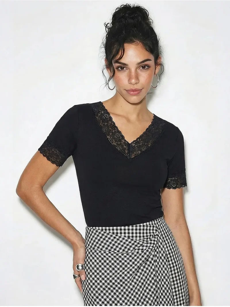 Bianco Lucci LUCCI V-Neck Slim Fit Blouse
