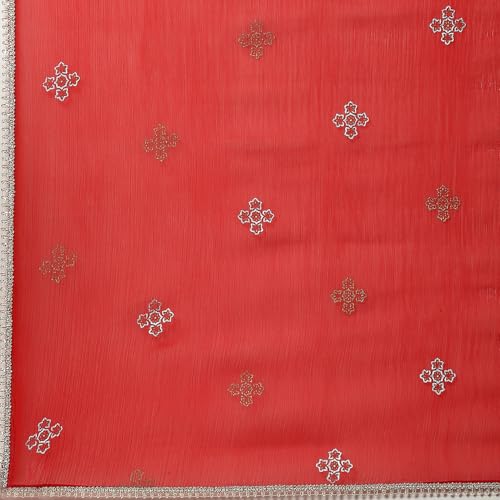 Biba Women's Red Polyester Blend Anarkali Suit Set_40 - Image 4