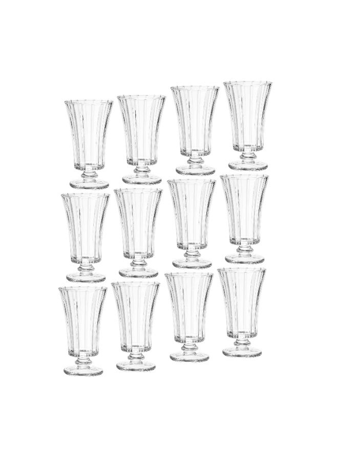 دانيا كاسات عصير ترحيبية زجاج مضلع بقاعدة أنيقة – ارتفاع 11 سم | طقم 12 قطعة للحفلات والاستقبالات 🍹✨ - Image 3