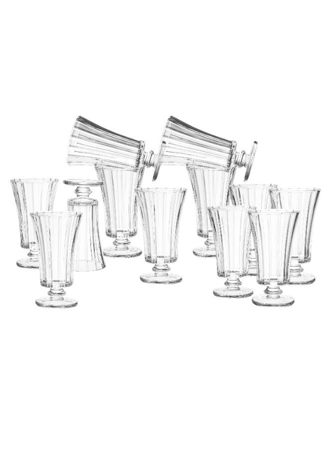 دانيا كاسات عصير ترحيبية زجاج مضلع بقاعدة أنيقة – ارتفاع 11 سم | طقم 12 قطعة للحفلات والاستقبالات 🍹✨ - Image 2