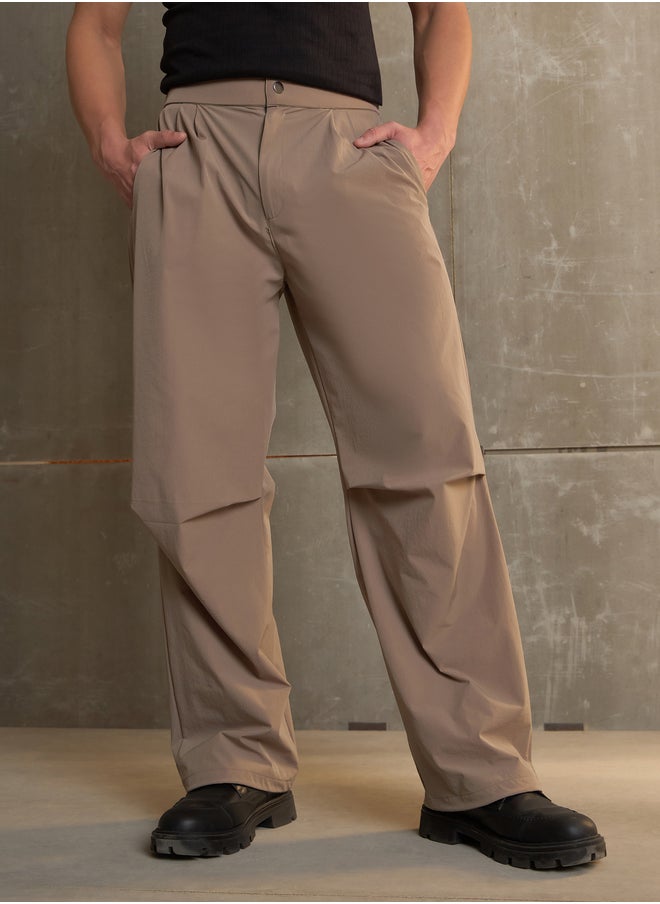 SASSAFRAS Solid Front Pleated Baggy Parachute Pants  - Image 3