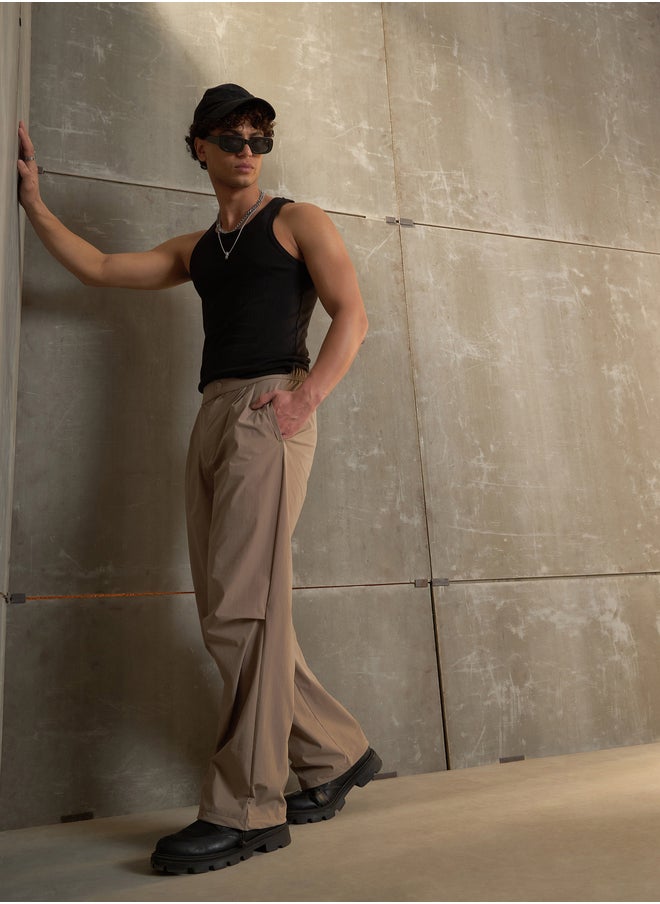 SASSAFRAS Solid Front Pleated Baggy Parachute Pants  - Image 2