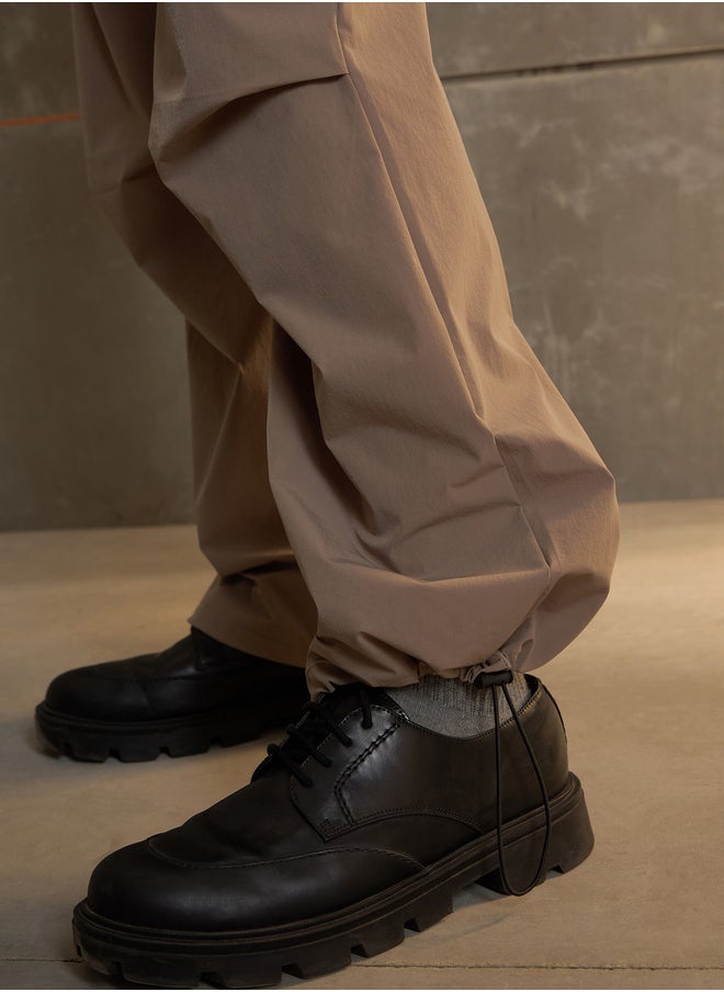 SASSAFRAS Solid Front Pleated Baggy Parachute Pants  - Image 5