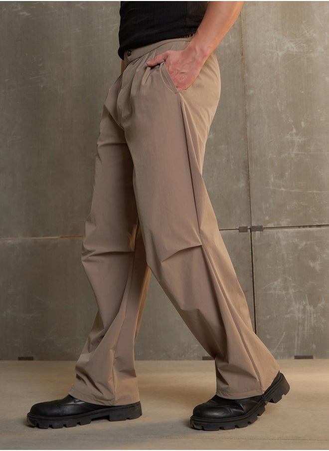 SASSAFRAS Solid Front Pleated Baggy Parachute Pants  - Image 4