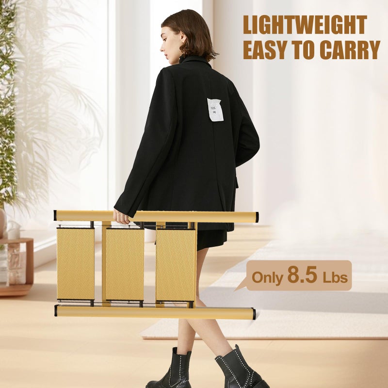 hismocal Foldable 3 Step Stool for Closet/Kitchen-Aluminium Gold Step Ladder Stools, Folding 330lbs Lightweight Ladders with Anti-Slip Wide Pedal, Portable Kids/Adults - Image 4