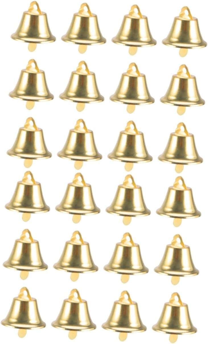 PRETYZOOM 2sets 14mm Mini Christmas Bell Pendant DIY Wind Chime Accessory Gold Jingle Bells for Christmas Tree Decorations 120pcs*2 - Image 1