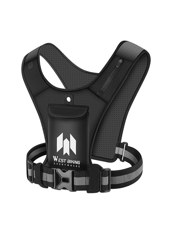 WEST BIKING Motorcycle Riding Bike Cycling Reflective Vest High Visibility Running Vest With PhoneHolder Water Bottle Bag Safety Night Sports Vest - Image 1