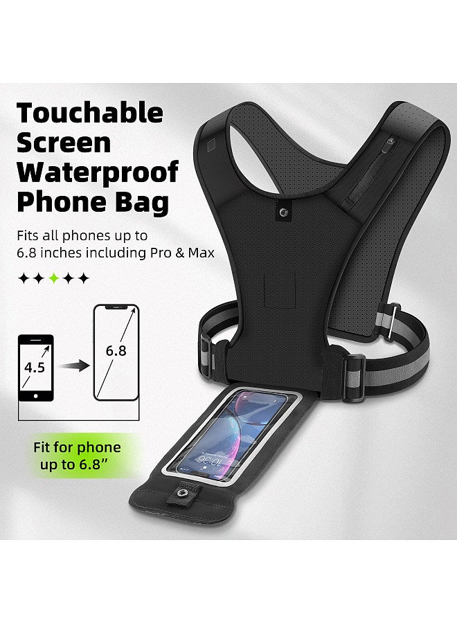 WEST BIKING Motorcycle Riding Bike Cycling Reflective Vest High Visibility Running Vest With PhoneHolder Water Bottle Bag Safety Night Sports Vest - Image 4