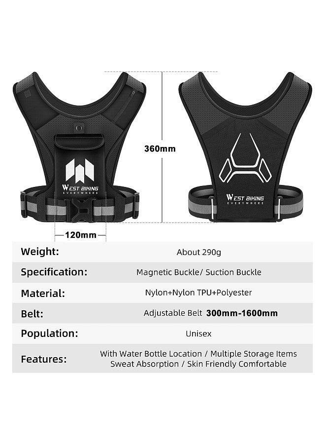 WEST BIKING Motorcycle Riding Bike Cycling Reflective Vest High Visibility Running Vest With PhoneHolder Water Bottle Bag Safety Night Sports Vest - Image 2