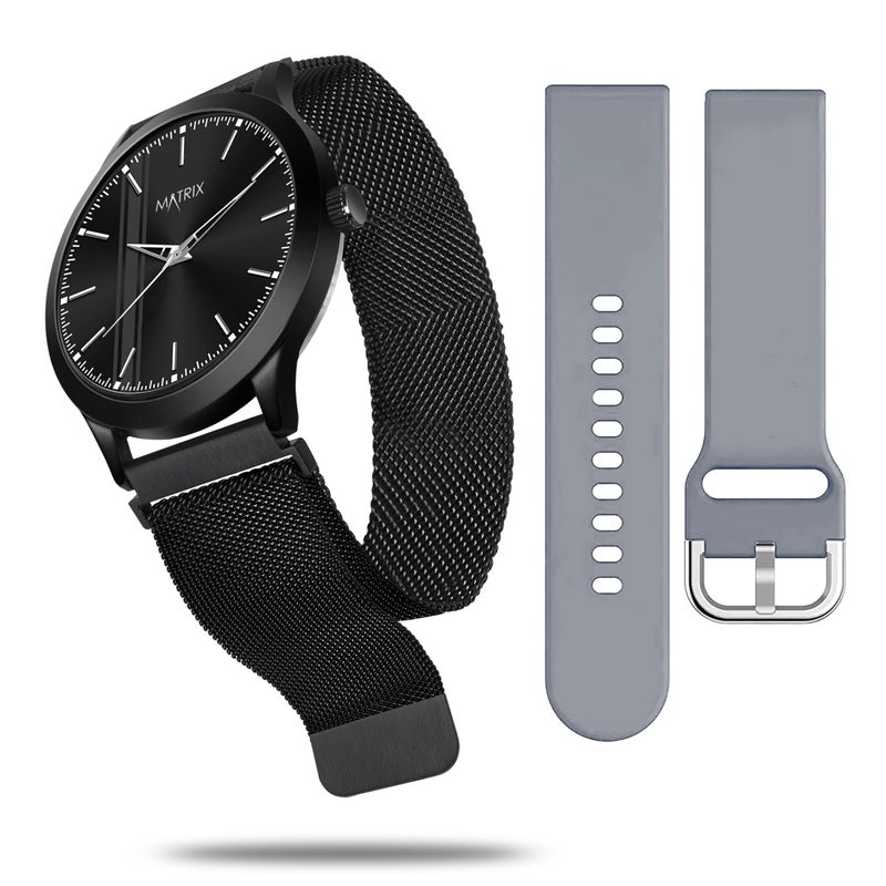 Matrix Swap Analog Black Dial Watch with Interchangeable Straps for Men & Boys (Black Chain & Grey, 22 Mm, 22 Mm) - Image 4