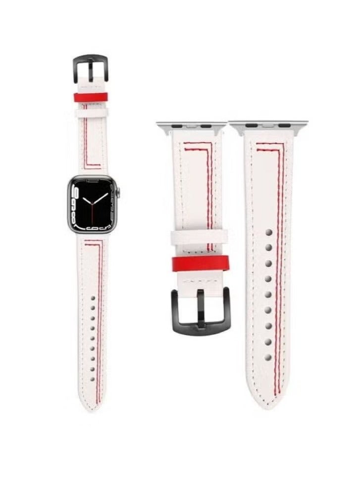 vesus Lines Genuine Leather Replacement Band For Apple Watch 41/40/38mm Series 7/6/5/4/SE