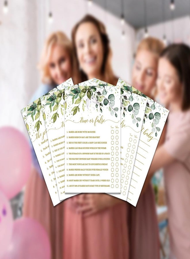 All-Ewired-Up All Ewired Up Baby Shower Games Gender Neutral, 50 Price is Right, 50 True or False Trivia, Greenery Sage Eucalyptus, 2 Games Double Sided Gender Reveal Games for Guests, Baby Shower Party Supplies - Image 2