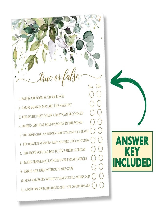 All-Ewired-Up All Ewired Up Baby Shower Games Gender Neutral, 50 Price is Right, 50 True or False Trivia, Greenery Sage Eucalyptus, 2 Games Double Sided Gender Reveal Games for Guests, Baby Shower Party Supplies - Image 4