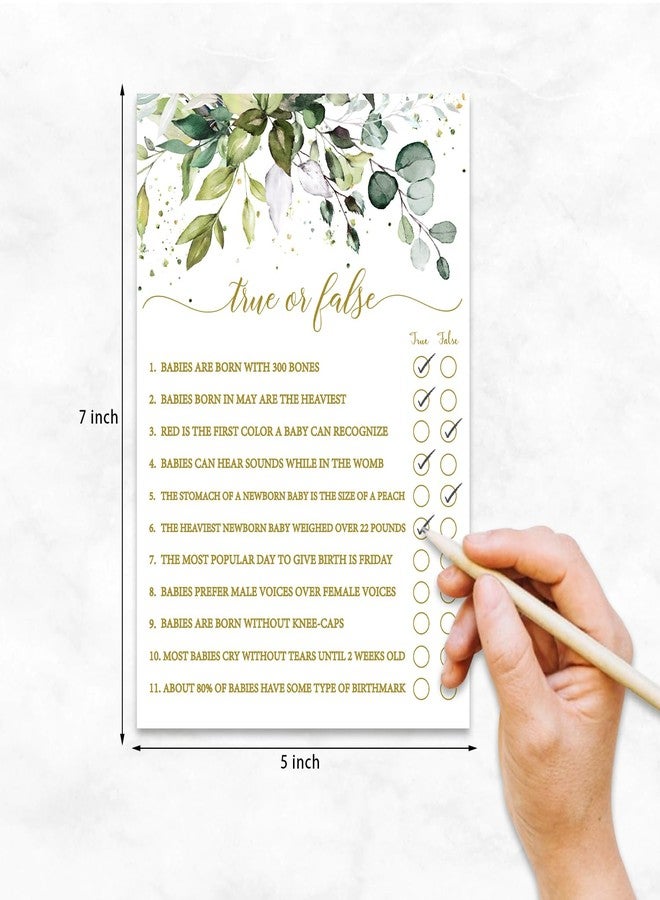 All-Ewired-Up All Ewired Up Baby Shower Games Gender Neutral, 50 Price is Right, 50 True or False Trivia, Greenery Sage Eucalyptus, 2 Games Double Sided Gender Reveal Games for Guests, Baby Shower Party Supplies - Image 5