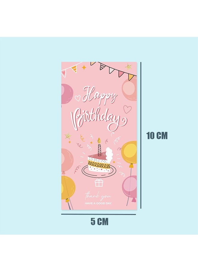 Generic 100 Pcs Box Seal Stickers Happy Birthday Package Labels, Adhesive Labels Decorative Baking Gift Bags Packaging Decals, for Cards Envelope Gift Boxes Envelope Seals Stickers (Yellow+Pink)  - Image 2