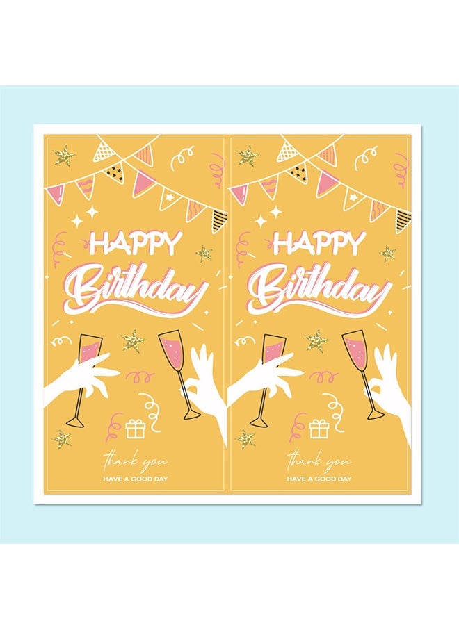 Generic 100 Pcs Box Seal Stickers Happy Birthday Package Labels, Adhesive Labels Decorative Baking Gift Bags Packaging Decals, for Cards Envelope Gift Boxes Envelope Seals Stickers (Yellow+Pink)  - Image 5