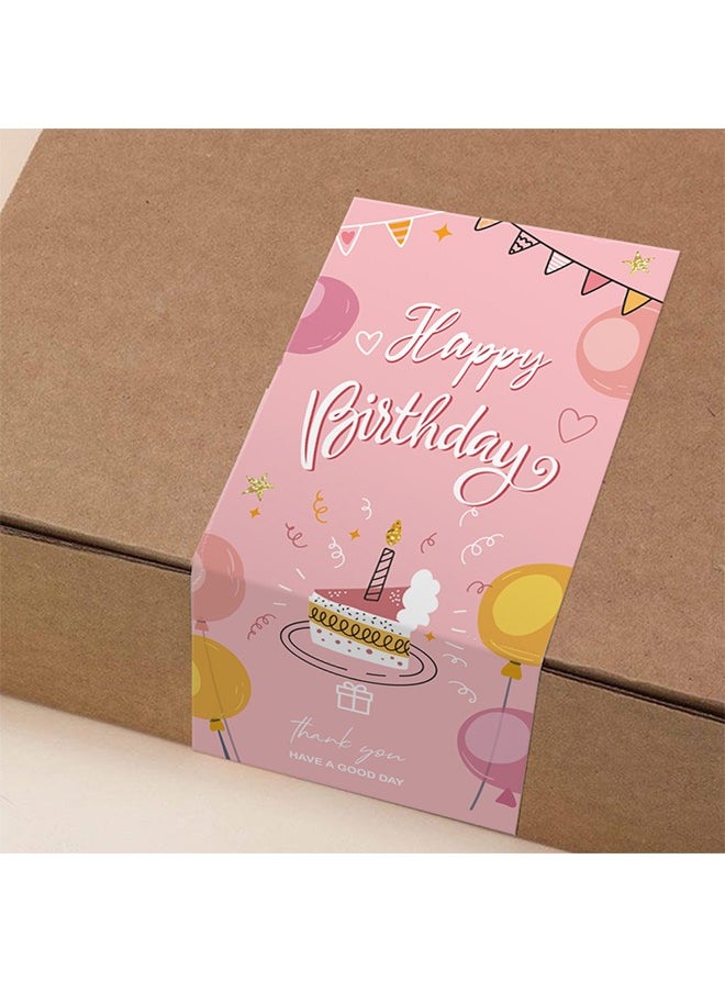 Generic 100 Pcs Box Seal Stickers Happy Birthday Package Labels, Adhesive Labels Decorative Baking Gift Bags Packaging Decals, for Cards Envelope Gift Boxes Envelope Seals Stickers (Yellow+Pink)  - Image 3